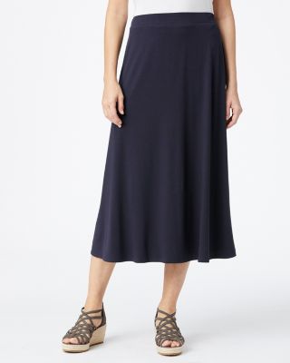 EILEEN FISHER Viscose-Jersey Flare Midi Skirt | Garnet Hill