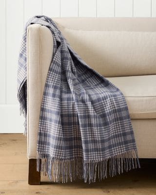 Wool & Cashmere Throw |  Washed Indigo Plaid