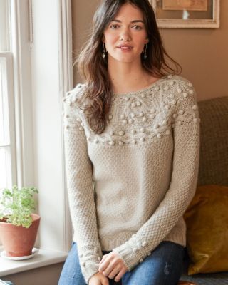 Shimmering Cabled Cashmere Sweater | Garnet Hill
