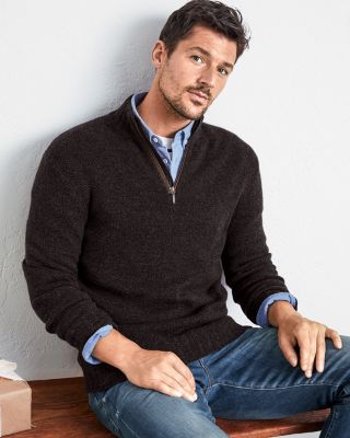 Men's Washable-Cashmere Zip-Neck Sweater | Garnet Hill