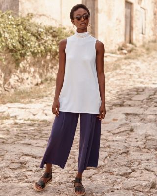 Pleat-Detail Cropped Pants | Garnet Hill