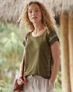Organic-Linen Embroidered Tee