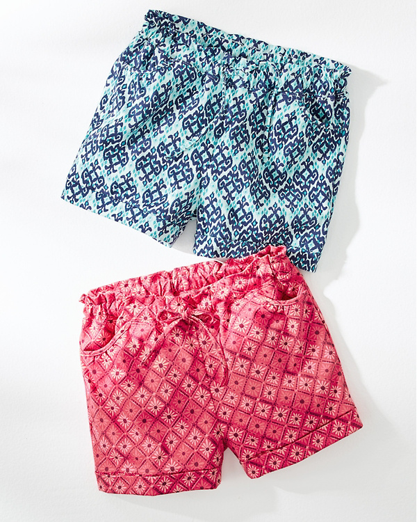 Girls' Organic-Cotton Knit Paper-Bag Shorts | Garnet Hill