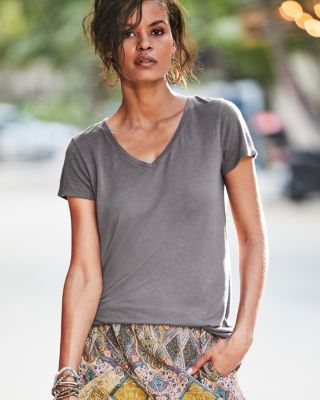 Linen & Modal Short-Sleeve Relaxed Tee | Garnet Hill