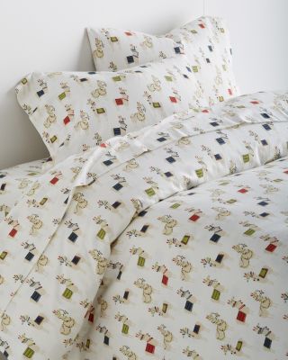 Holiday Llama Flannel Duvet Cover Garnet Hill