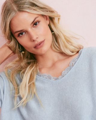 Cashmere Lace-Trimmed Oversized Sweater | Garnet Hill