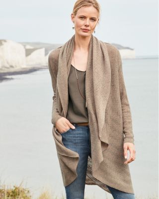 Lace-Stitch Cashmere Cardigan | Garnet Hill