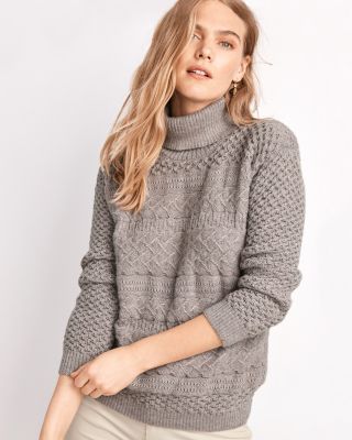 Alpaca Textured-Stitch Turtleneck Sweater | Garnet Hill