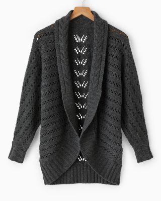 Ribbed-Sleeve Cocoon Cardigan | Garnet Hill