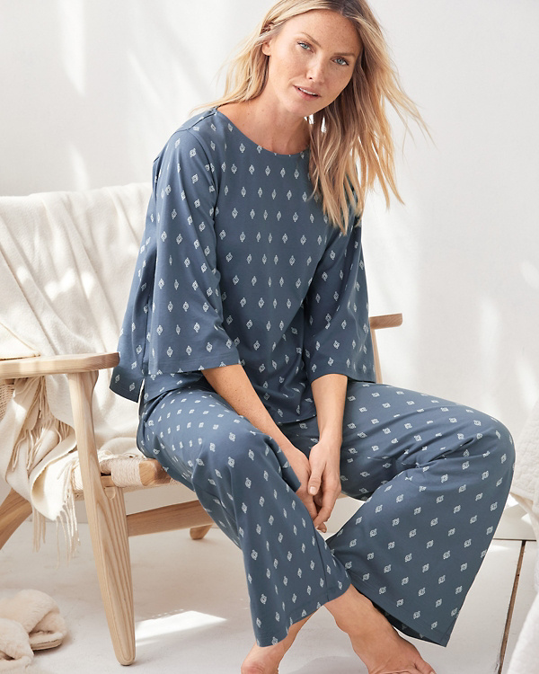 Organic-Cotton Cropped Boxy Pajamas | Garnet Hill