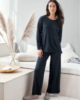 EILEEN FISHER Organic-Cotton Wide-Leg Pajama Pants | Garnet Hill