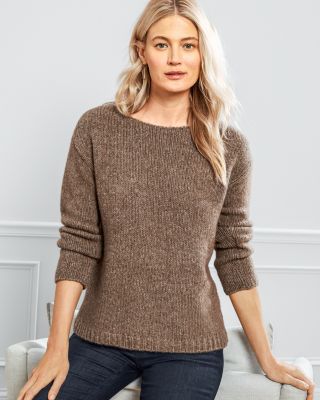 EILEEN FISHER Lightweight Boiled Wool Bateau-Neck Boxy Top