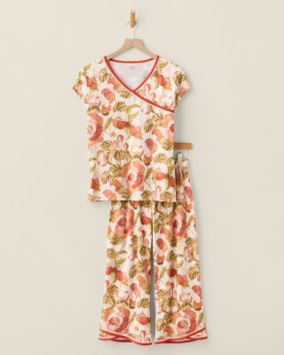 Asian Wrap Organic-Cotton Short-Sleeve Cropped Pajamas