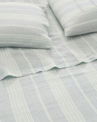 Pure Linen Fitted Sheet - Eton Stripe