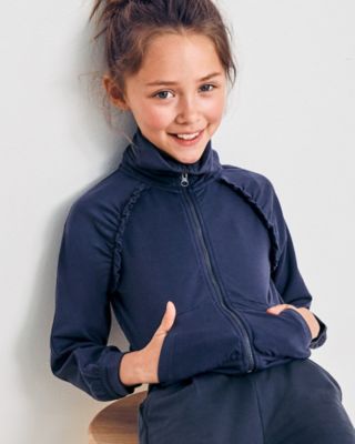 Girls' Ruffle Knit Bomber Jacket | Garnet Hill