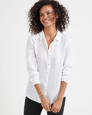 Hotsell Eileen Fisher White Button-Up Shirt Tencel Medium