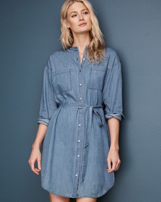 EILEEN FISHER Organic-Cotton Denim Dress - Regular