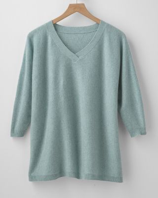 Cashmere Oversized V-Neck Sweater Garnet Hill