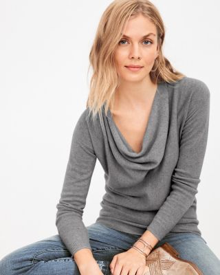 Ladies Cashmere Cowl Neck Sweater in Earl Grey (Size:Large)