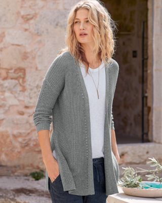 Rib-Detail Pointelle Cardigan | Garnet Hill