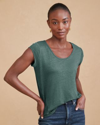 Organic-Linen Cap-Sleeve Tee