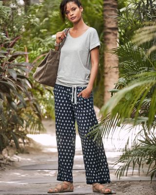 Wide-Leg Gauze Pants | Garnet Hill