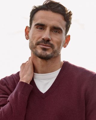 Men's Washable-Cashmere V-Neck Sweater | Garnet Hill