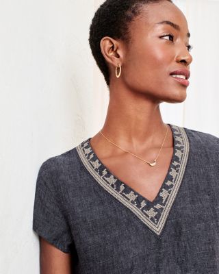 Linen Embroidered Pocket-Detail Dress | Garnet Hill