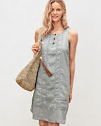Lace-Inset Linen Dress