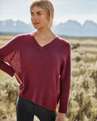 Cashmere Mesh Rib-Knit Sweater