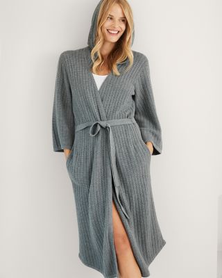 Cotton & Cashmere Textured Hooded Robe | Garnet Hill