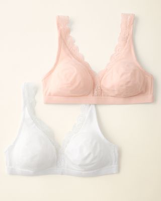 HANRO Cotton Lace ブラジャー 75C ホワイト Hanro Cotton Lace Wire-Free Soft Cup Bra | Neiman Marcus