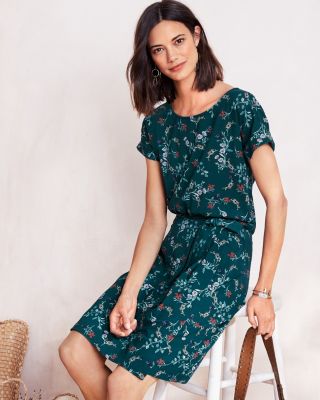 short sleeve tie waist dress Buttoned Tie Waist Short Sleeve Dress