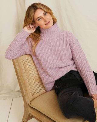 Cashmere Chunky Textured Turtleneck | Garnet Hill