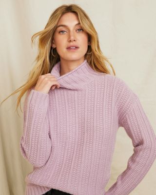 Cashmere Chunky Textured Turtleneck Garnet Hill