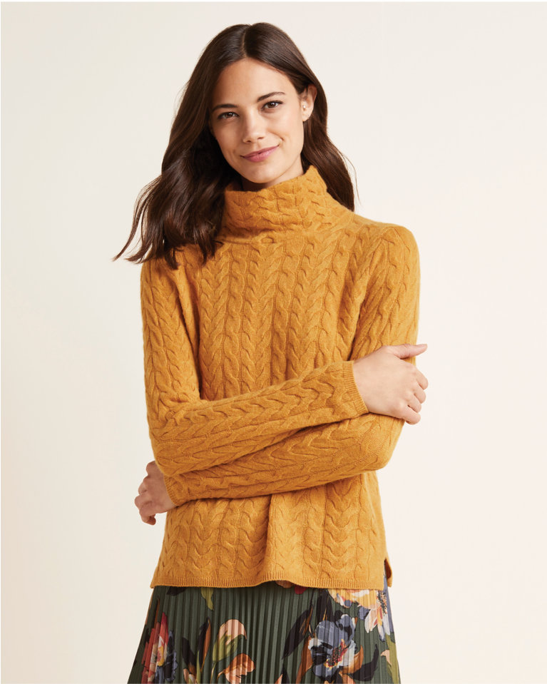 Cashmere Cabled T-Neck | Garnet Hill Cashmere Cabled T-Neck | Garnet Hill
