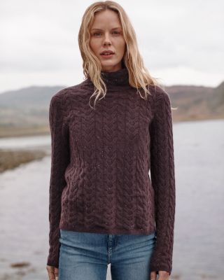 Cashmere Cabled T-Neck | Garnet Hill