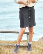 Button-Front Velvet Skirt