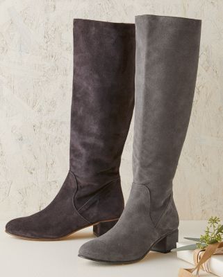 tall grey suede boots