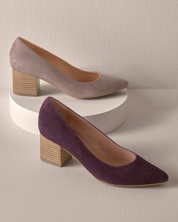 Anna Pointed-Toe Block-Heel Shoes | Garnet Hill