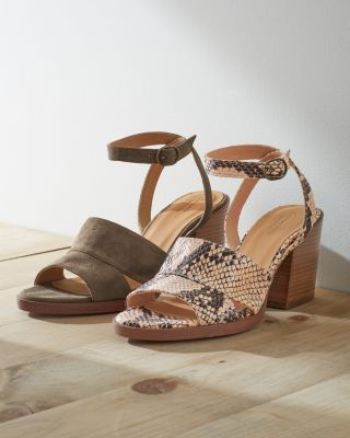 Block heel snakeskin top shoes