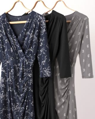 ruched surplice dress High-low Ruched Surplice Long Sleeve Dress Royal Blue / L