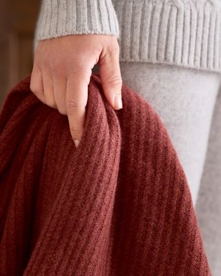 Ribbed Knit Cashmere Throw