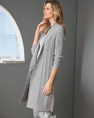 Organic-Cotton Cabled Sweater Robe | Garnet Hill