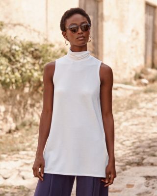 Mock neck shop sleeveless tunic