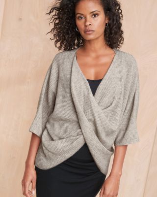 Recycled-Cashmere Twist-Front Sweater | Garnet Hill