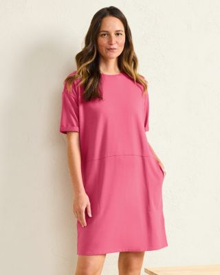 EILEEN FISHER Organic-Cotton Jersey Round-Neck Dress | Garnet Hill