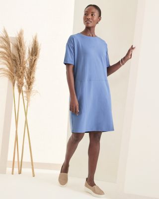 EILEEN FISHER Organic-Cotton Jersey Round-Neck Dress Garnet Hill