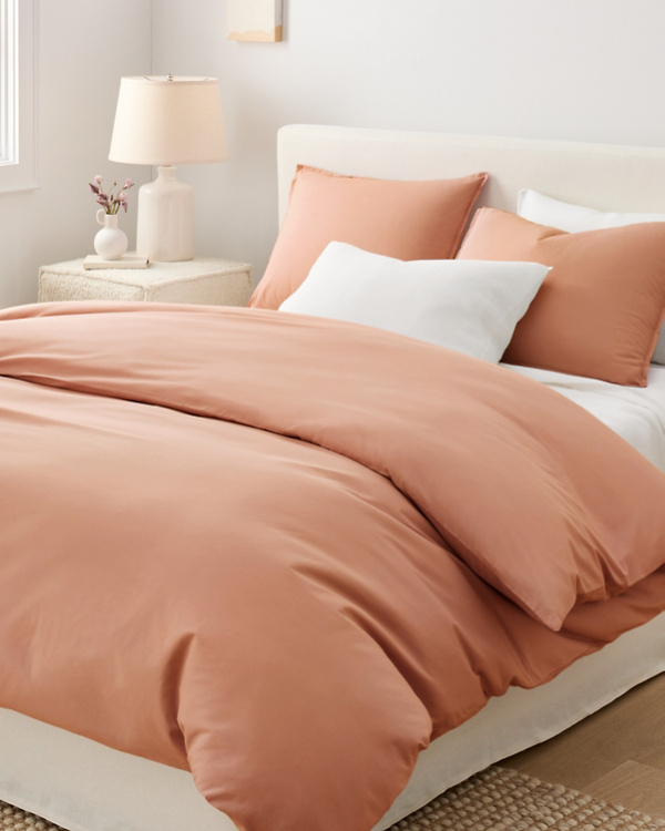 Siesta Solid Organic-Cotton Percale Duvet Cover