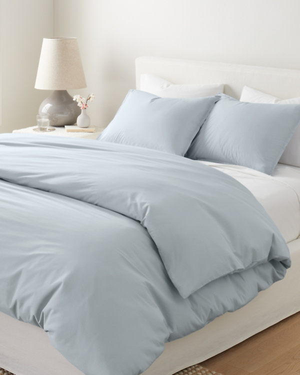 Siesta Solid Organic-Cotton Percale Duvet Cover
